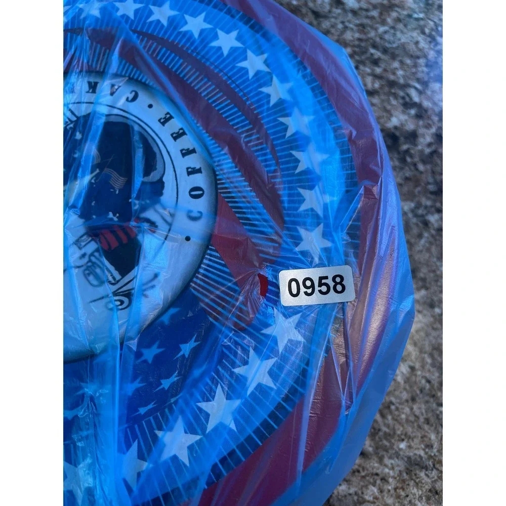 My Grandmas Of New‎ England Coffee Cake Tin Red Blue Stars Patriotic Collectible